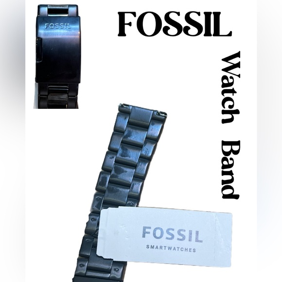 Fossil NWT Black Stainless Steel Metal Watch Band